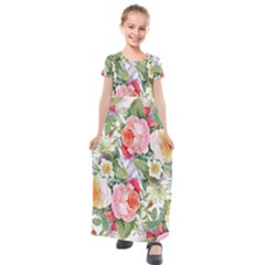 Vintage Flowers Kids  Short Sleeve Maxi Dress by goljakoff