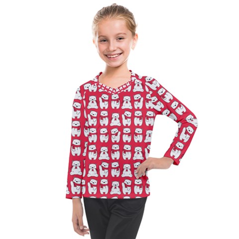 Cute Winter Bear Kids  Long Mesh Tee by designsbymallika