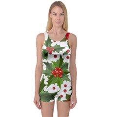 Christmas Berries One Piece Boyleg Swimsuit