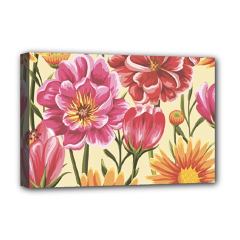 Retro Flowers Deluxe Canvas 18  X 12  (stretched) by goljakoff
