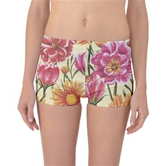 Retro Flowers Reversible Boyleg Bikini Bottoms by goljakoff