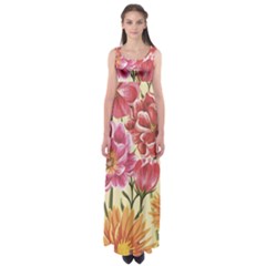 Retro Flowers Empire Waist Maxi Dress by goljakoff