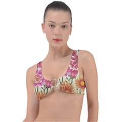 Retro Flowers Ring Detail Bikini Top by goljakoff