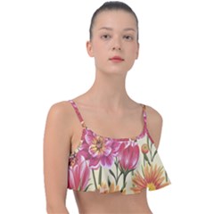 Retro Flowers Frill Bikini Top by goljakoff