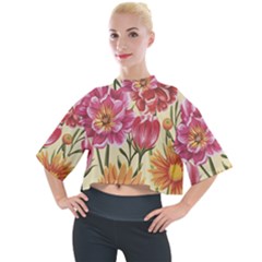 Retro Flowers Mock Neck Tee by goljakoff