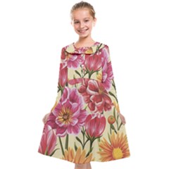 Retro Flowers Kids  Midi Sailor Dress by goljakoff