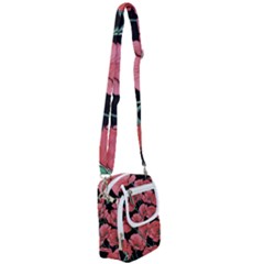 Red Flowers Shoulder Strap Belt Bag by goljakoff