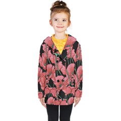 Red Flowers Kids  Double Breasted Button Coat by goljakoff