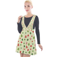 Cute Christmas Pattern Plunge Pinafore Velour Dress by designsbymallika