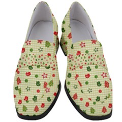 Cute Christmas Pattern Women s Chunky Heel Loafers by designsbymallika