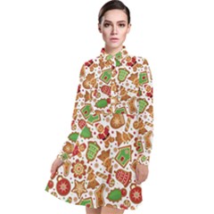 Christmas Love 6 Long Sleeve Chiffon Shirt Dress