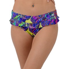 Vibrant Abstract Floral/rainbow Color Frill Bikini Bottom by dressshop