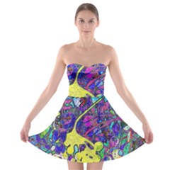 Vibrant Abstract Floral/rainbow Color Strapless Bra Top Dress by dressshop