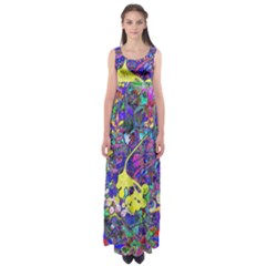Vibrant Abstract Floral/rainbow Color Empire Waist Maxi Dress by dressshop