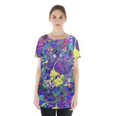 Vibrant Abstract Floral/rainbow Color Skirt Hem Sports Top by dressshop