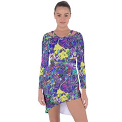 Vibrant Abstract Floral/rainbow Color Asymmetric Cut-out Shift Dress by dressshop