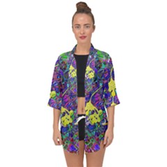 Vibrant Abstract Floral/rainbow Color Open Front Chiffon Kimono by dressshop