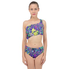 Vibrant Abstract Floral/rainbow Color Spliced Up Two Piece Swimsuit by dressshop