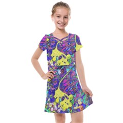 Vibrant Abstract Floral/rainbow Color Kids  Cross Web Dress by dressshop