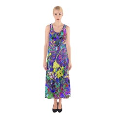 Vibrant Abstract Floral/rainbow Color Sleeveless Maxi Dress by dressshop