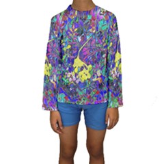 Vibrant Abstract Floral/rainbow Color Kids  Long Sleeve Swimwear by dressshop