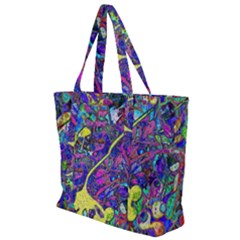 Vibrant Abstract Floral/rainbow Color Zip Up Canvas Bag by dressshop