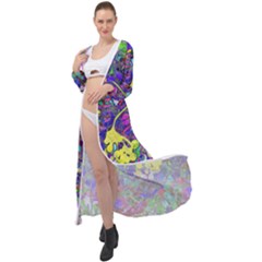 Vibrant Abstract Floral/rainbow Color Maxi Chiffon Beach Wrap