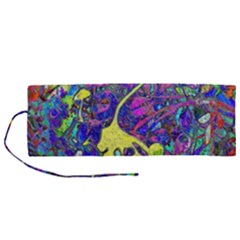 Vibrant Abstract Floral/rainbow Color Roll Up Canvas Pencil Holder (m) by dressshop