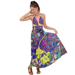 Vibrant Abstract Floral/rainbow Color Backless Maxi Beach Dress by dressshop