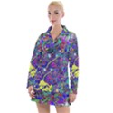 vibrant abstract floral/rainbow color Women s Long Sleeve Casual Dress View1