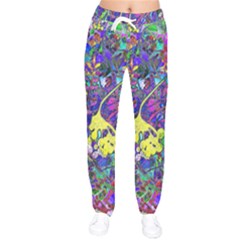 Vibrant Abstract Floral/rainbow Color Women Velvet Drawstring Pants