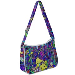 Vibrant Abstract Floral/rainbow Color Zip Up Shoulder Bag by dressshop