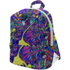 Vibrant Abstract Floral/rainbow Color Zip Up Backpack by dressshop