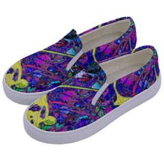 Vibrant Abstract Floral/rainbow Color Kids  Canvas Slip Ons by dressshop