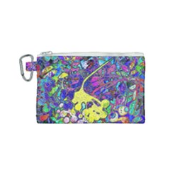 Vibrant Abstract Floral/rainbow Color Canvas Cosmetic Bag (small) by dressshop