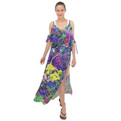 Vibrant Abstract Floral/rainbow Color Maxi Chiffon Cover Up Dress by dressshop