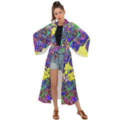 Vibrant Abstract Floral/rainbow Color Maxi Kimono by dressshop