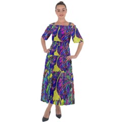 Vibrant Abstract Floral/rainbow Color Shoulder Straps Boho Maxi Dress  by dressshop