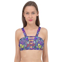 Vibrant Abstract Floral/rainbow Color Cage Up Bikini Top by dressshop