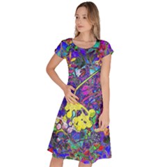 Vibrant Abstract Floral/rainbow Color Classic Short Sleeve Dress by dressshop