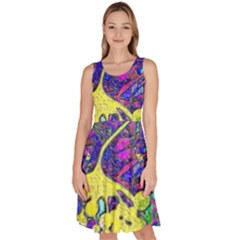 Vibrant Abstract Floral/rainbow Color Knee Length Skater Dress With Pockets by dressshop