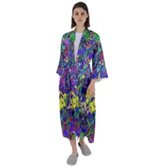 Vibrant Abstract Floral/rainbow Color Maxi Satin Kimono by dressshop