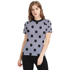 Large Black Polka Dots On Coin Grey - Women s Short Sleeve Rash Guard by FashionLane