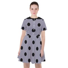 Large Black Polka Dots On Coin Grey - Sailor Dress by FashionLane