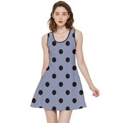 Large Black Polka Dots On Cool Grey - Inside Out Reversible Sleeveless Dress by FashionLane