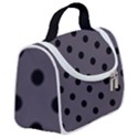 Large Black Polka Dots On Dark Smoke Grey - Satchel Handbag View2