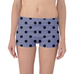 Large Black Polka Dots On Flint Grey - Boyleg Bikini Bottoms