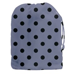 Large Black Polka Dots On Flint Grey - Drawstring Pouch (3xl) by FashionLane