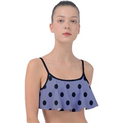 Large Black Polka Dots On Flint Grey - Frill Bikini Top by FashionLane