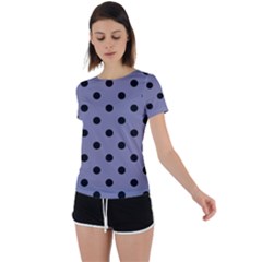 Large Black Polka Dots On Flint Grey - Back Circle Cutout Sports Tee by FashionLane